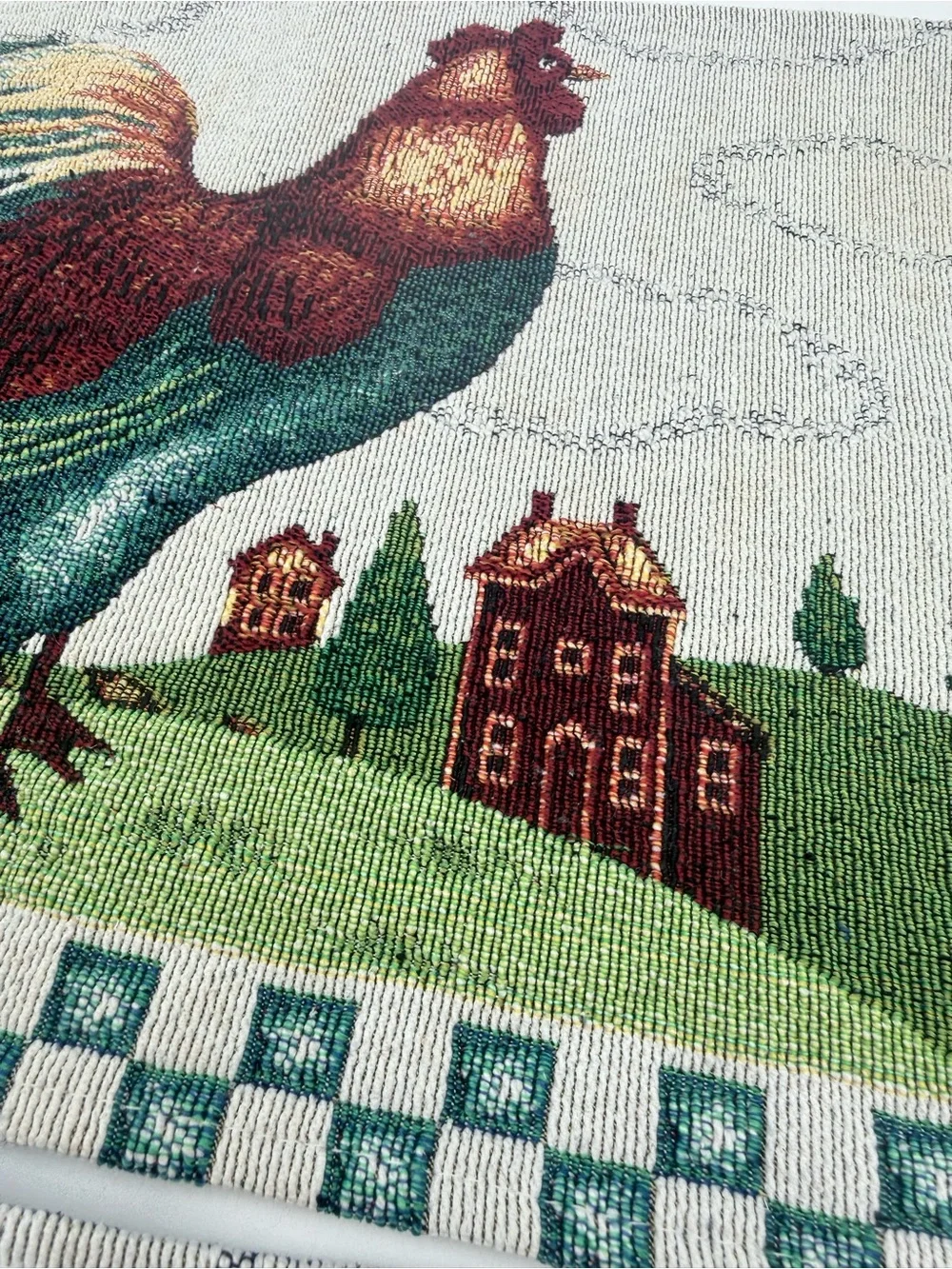 Tapestry Rooster Placemats Woven Chicken French Country Farm Cottage Lot Of 2